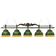 Лампа Лео II 5пл. клен (Авт. № 2,бархат зеленый,бахрома желтая,фурнитура золото)