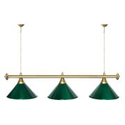 Лампа STARTBILLIARDS 3 пл. (плафоны зеленые,штанга зеленая,фурнитура золото)